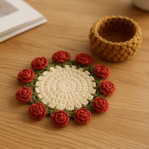 Handmade Crochet Flower Coaster